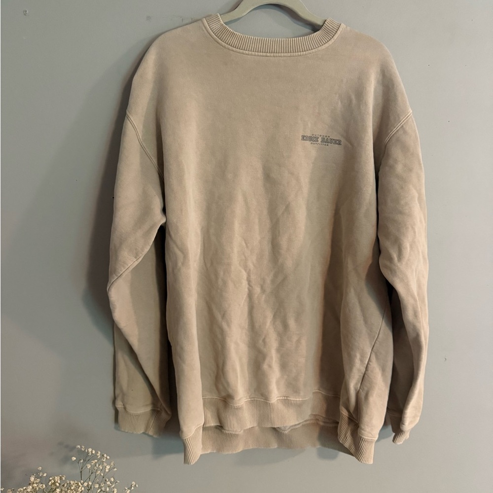Eddie Bauer Tan Crew Neck Sweater Classic Knit Design
